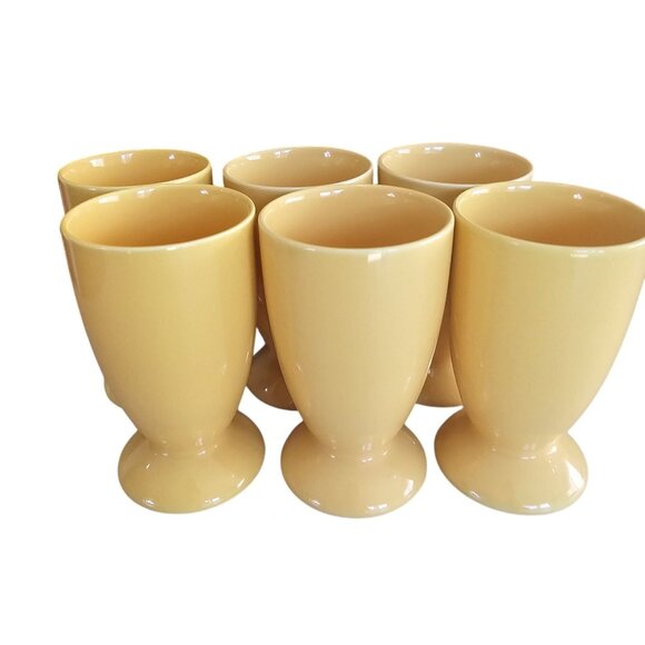 6 Yellow Pottery Tumblers 5.25" Crate Barrel Francfranc made Japan ice tea water - Picture 1 of 8
